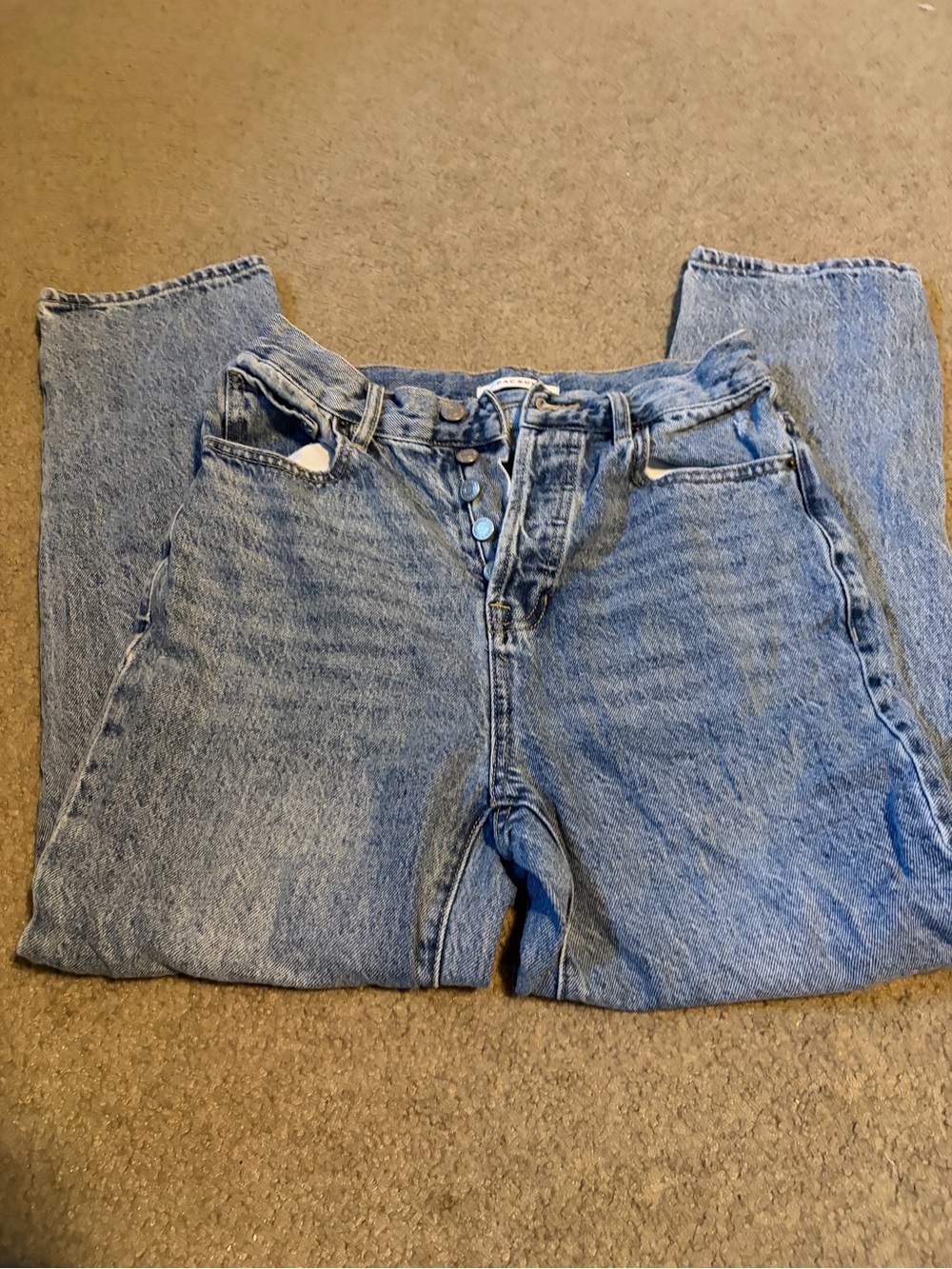 2 PacSun Women's High-Rise Light Blue and black Button-Fly Jeans